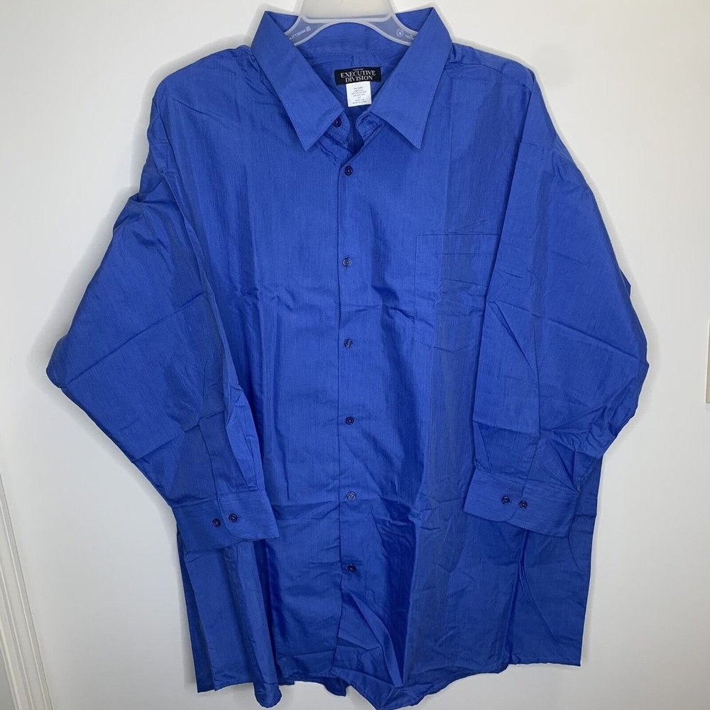 NWOT Executive Division Mens Size 21M Blue 3/4 Sleeve Button Up Shirt